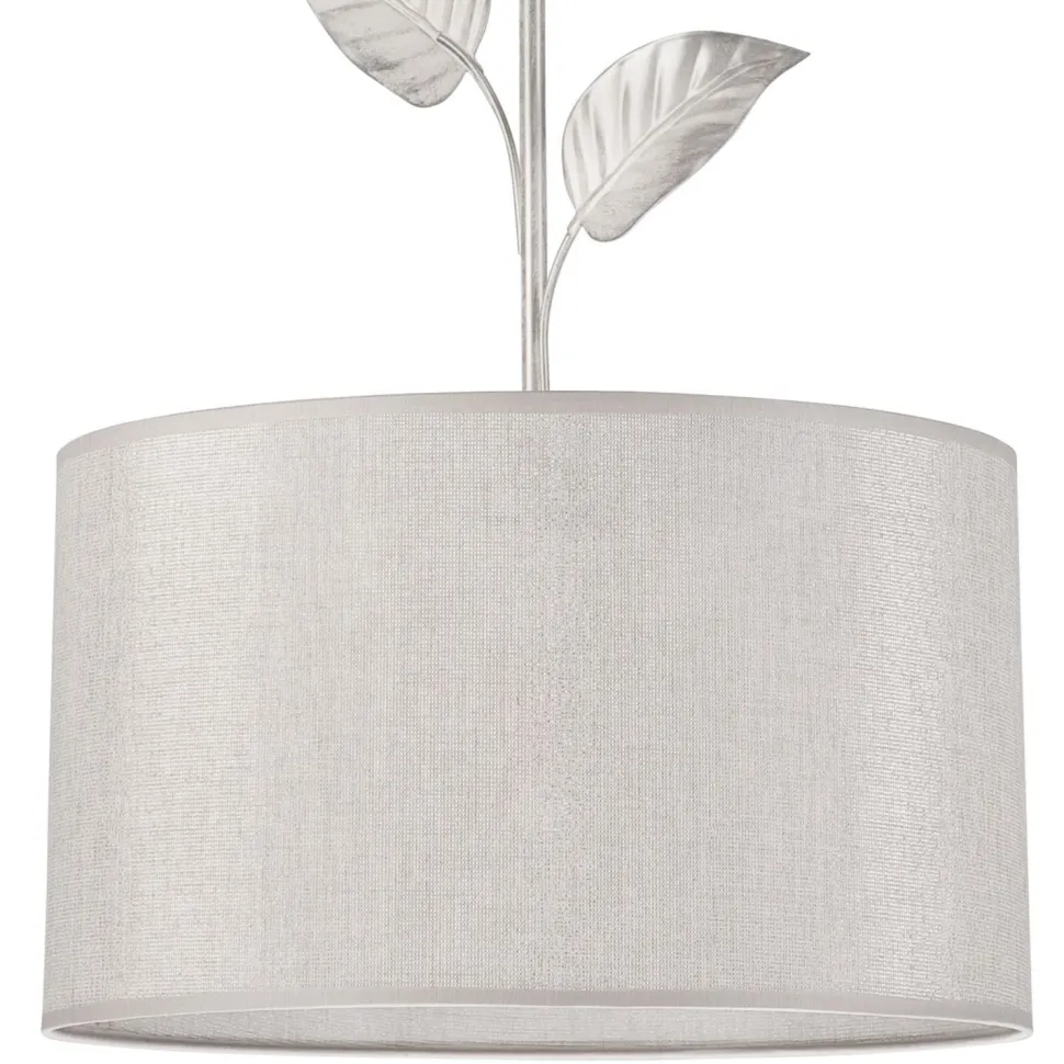 Hängelampe Stoff Metall in Silber E27 Ø 35 cm Landhaus
