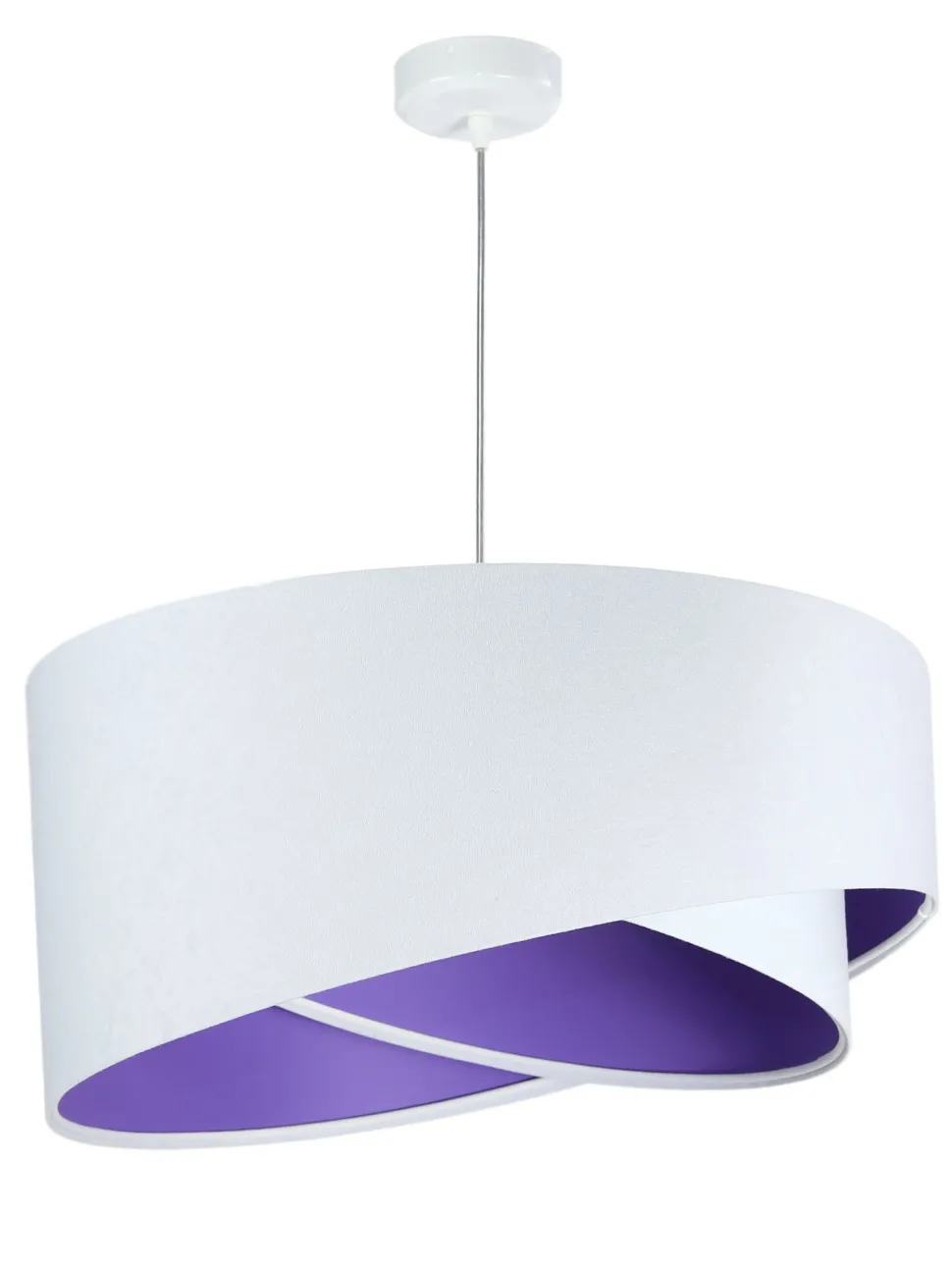 Hängelampe Stoff rund Ø50cm Weiß Lila Wohnzimmer