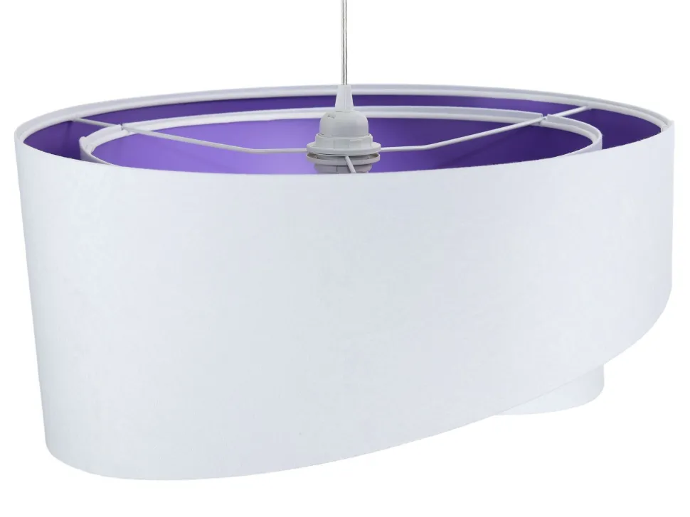 Hängelampe Stoff rund Ø50cm Weiß Lila Wohnzimmer