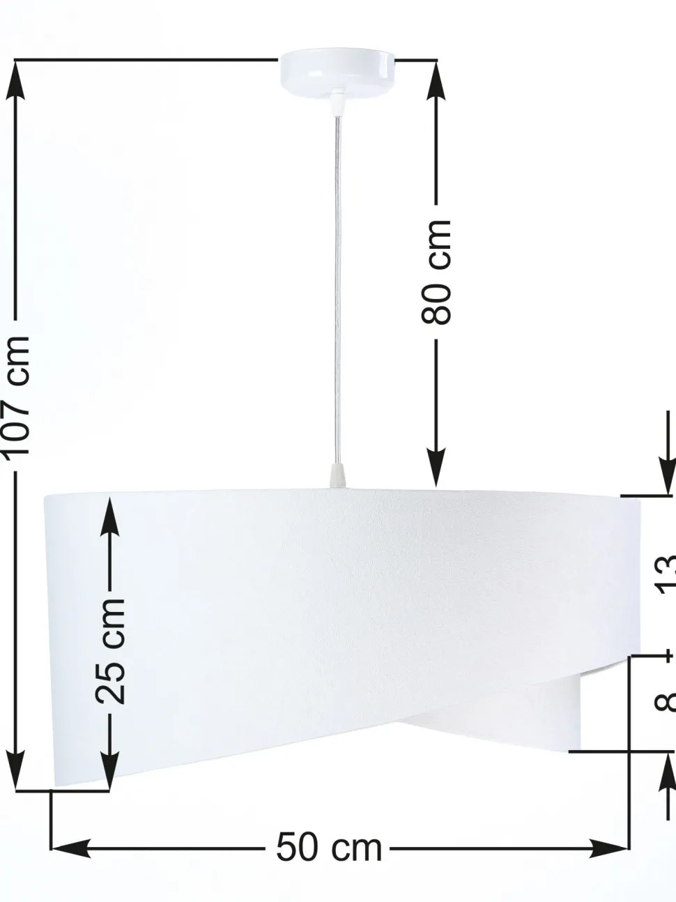 Hängelampe Stoff rund Ø50cm Weiß Lila Wohnzimmer