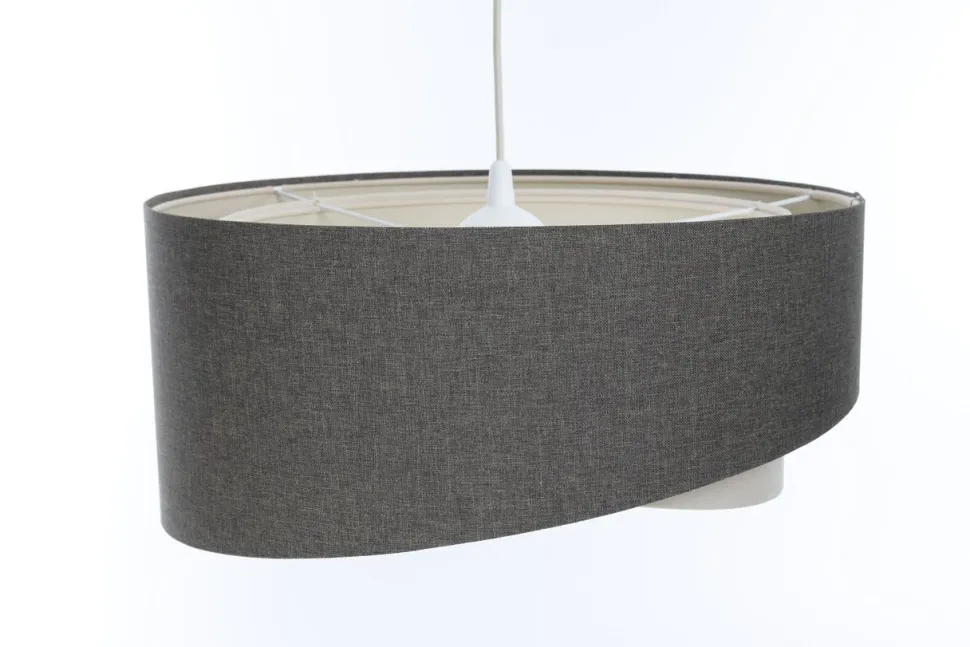 Hängelampe Stoffschirm und Ø 50 cm E27 Grau Creme verstellbar