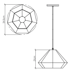 Hängelampe Teakholzfurnier B: 34,5 cm E27 modernes Design
