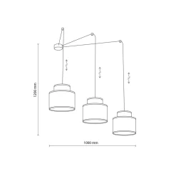 Hängelampe verstellbar B: max. 4 m flexibel Jute Stoff 3x E27