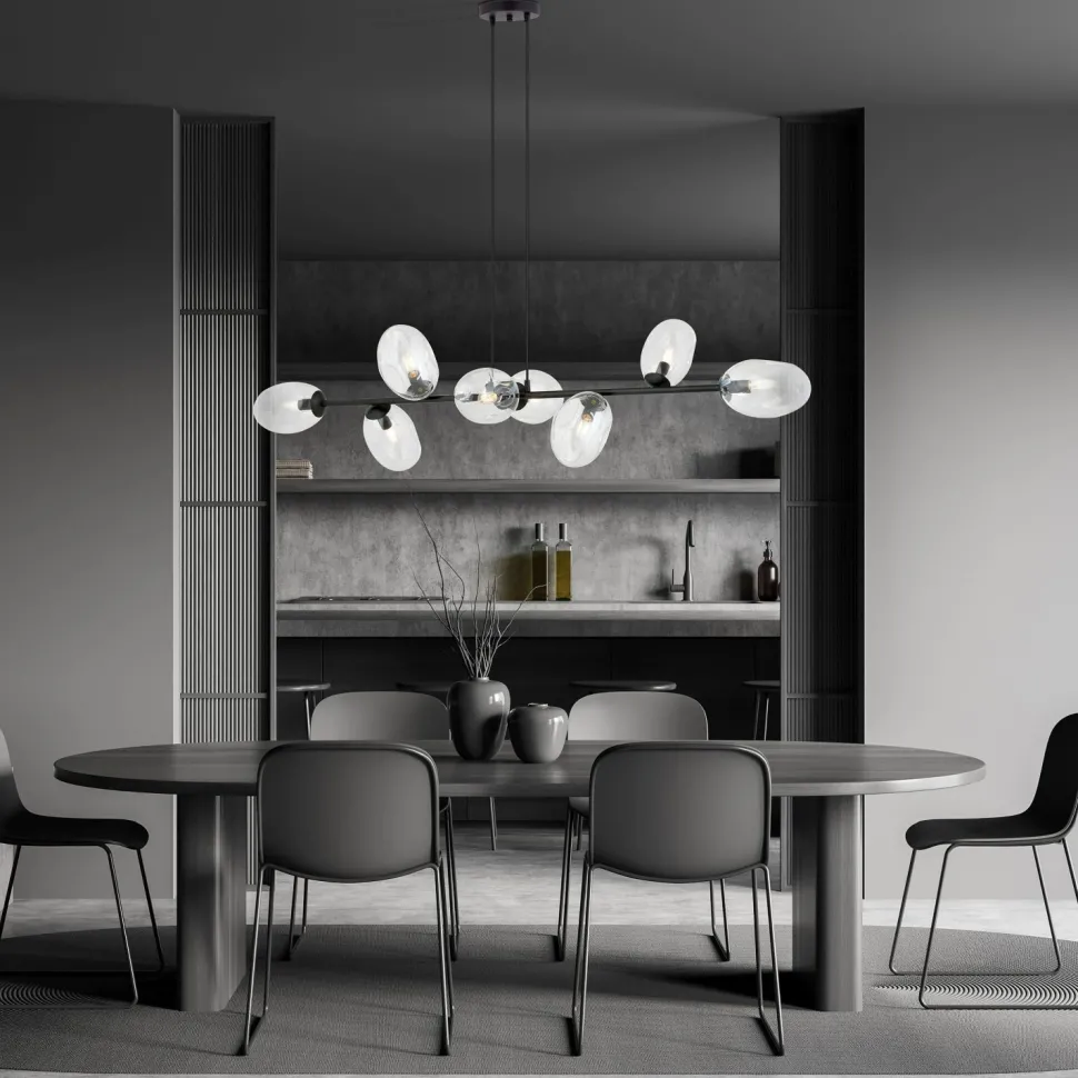 Hängelampe verstellbar Glas Metall 140 cm breit groß