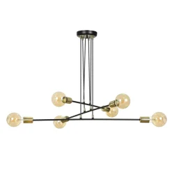 Hängelampe verstellbar Schwarz Retro 6x E27 Metall