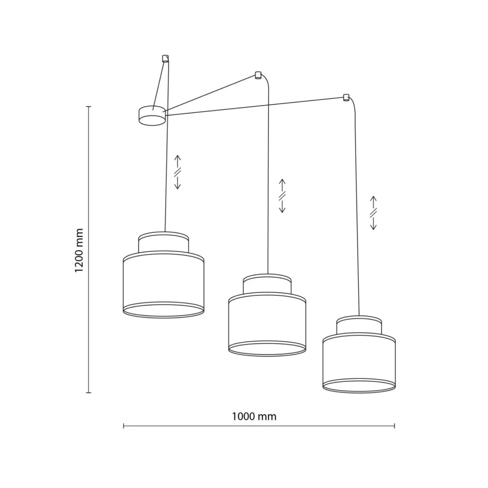 Hängelampe verstellbar Stoff Jute B: max. 4 m E27 3-flammig