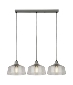 Hängelampe Vintage B: 80 cm Grau Klar 3-flammig E27