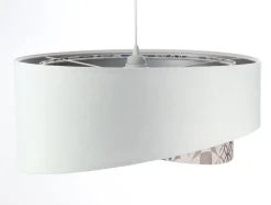 Hängelampe Weiß Beige Silber E27 Ø 50 cm Stoff Velours Optik