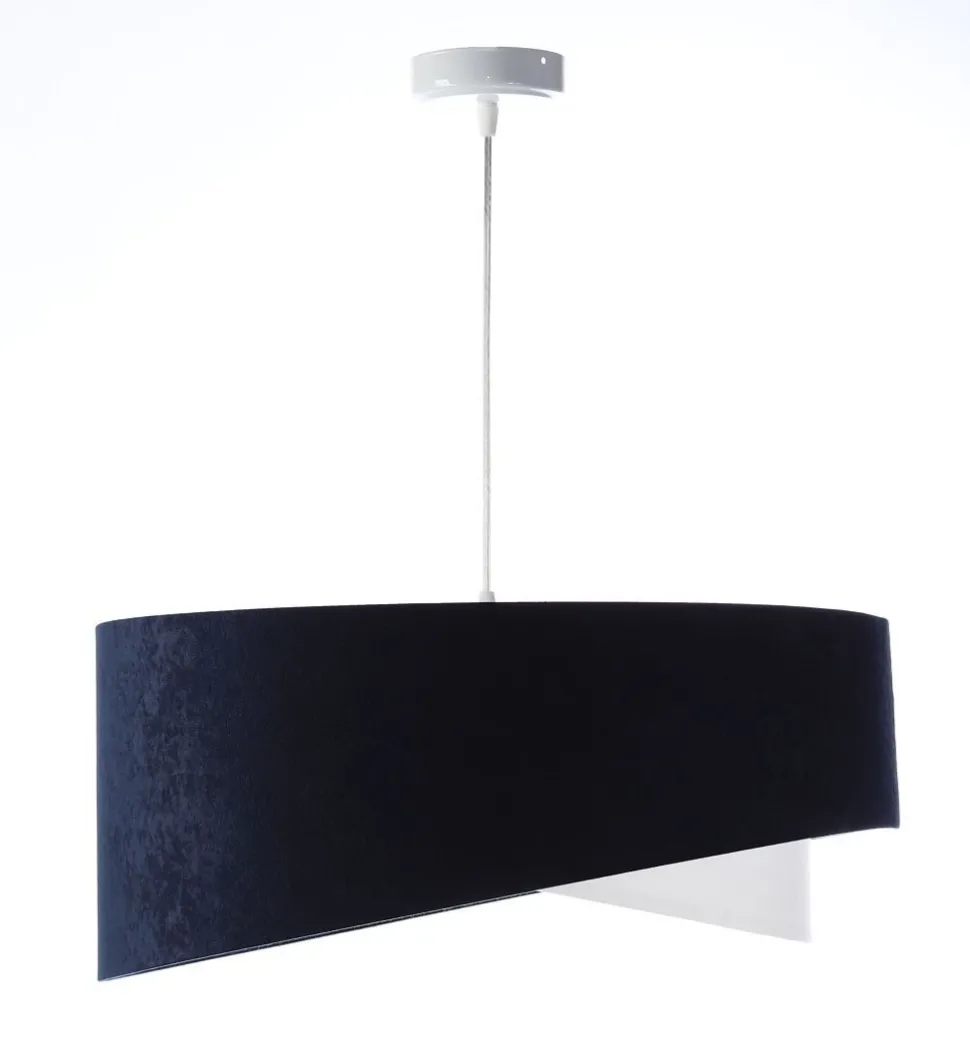 Hängelampe Weiß Blau E27 rund Ø 50 cm Stoff Velours Optik