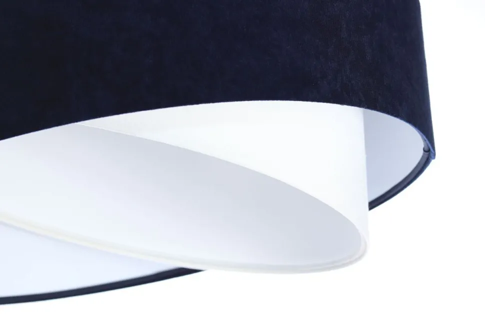 Hängelampe Weiß Blau E27 rund Ø 50 cm Stoff Velours Optik