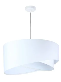 Hängelampe Weiß E27 rund D: 50 cm Stoff Velours Optik Modern