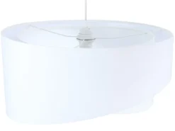 Hängelampe Weiß E27 rund D: 50 cm Stoff Velours Optik Modern