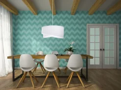 Hängelampe Weiß E27 rund D: 50 cm Stoff Velours Optik Modern