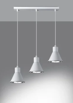 Hängelampe Weiß 3-flammig B: 45 cm ES111 Retro Metall
