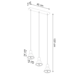 Hängelampe Weiß 3-flammig B: 45 cm ES111 Retro Metall