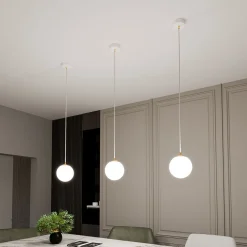 Hängelampe Weiß Gold E14 Glas Kugelschirm Ø 14 cm