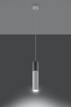 Hängelampe Weiß Grau Metall Beton Ø8cm rund Esstisch