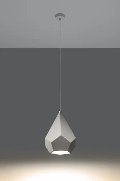 Hängelampe Weiß Keramik bemalbar geometrisch E27