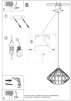 Hängelampe Weiß Metall Draht Retro geometrisch E27