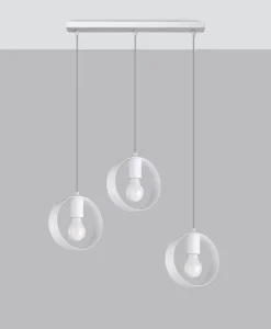 Hängelampe Weiß Metall 3-flammig verstellbar E27