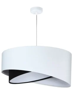 Hängelampe Weiß Schwarz E27 rund Ø 50 cm Stoff Veloursoptik