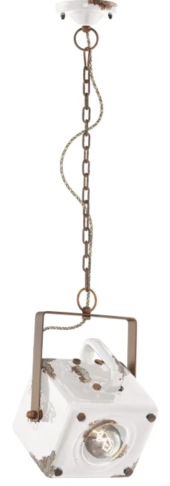 Hängelampe Weiß Shabby Antik Keramik E27 Handarbeit