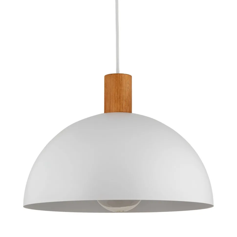 Hängelampe Weiß Skandinavisch Metall Holz Ø 33,5 cm E27