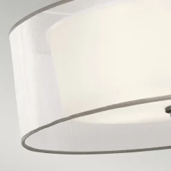 Hängelampe Weiß Zinn antik Ø51cm blendarm 4x E27