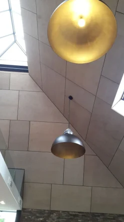 Hängelampe XXL Ø80cm Grau Metall Gold Handarbeit