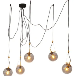 Hängelampe XXL Metall Rauchglas E27 H: max. 200 cm Retro