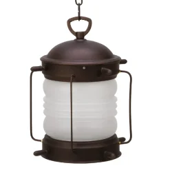 Hängeleuchte außen Messing Glas Ø 26 cm E27 Rostbraun Antik