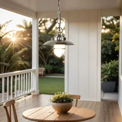 Hängeleuchte Außen Nickel Maritim IP54 Echt-Messing