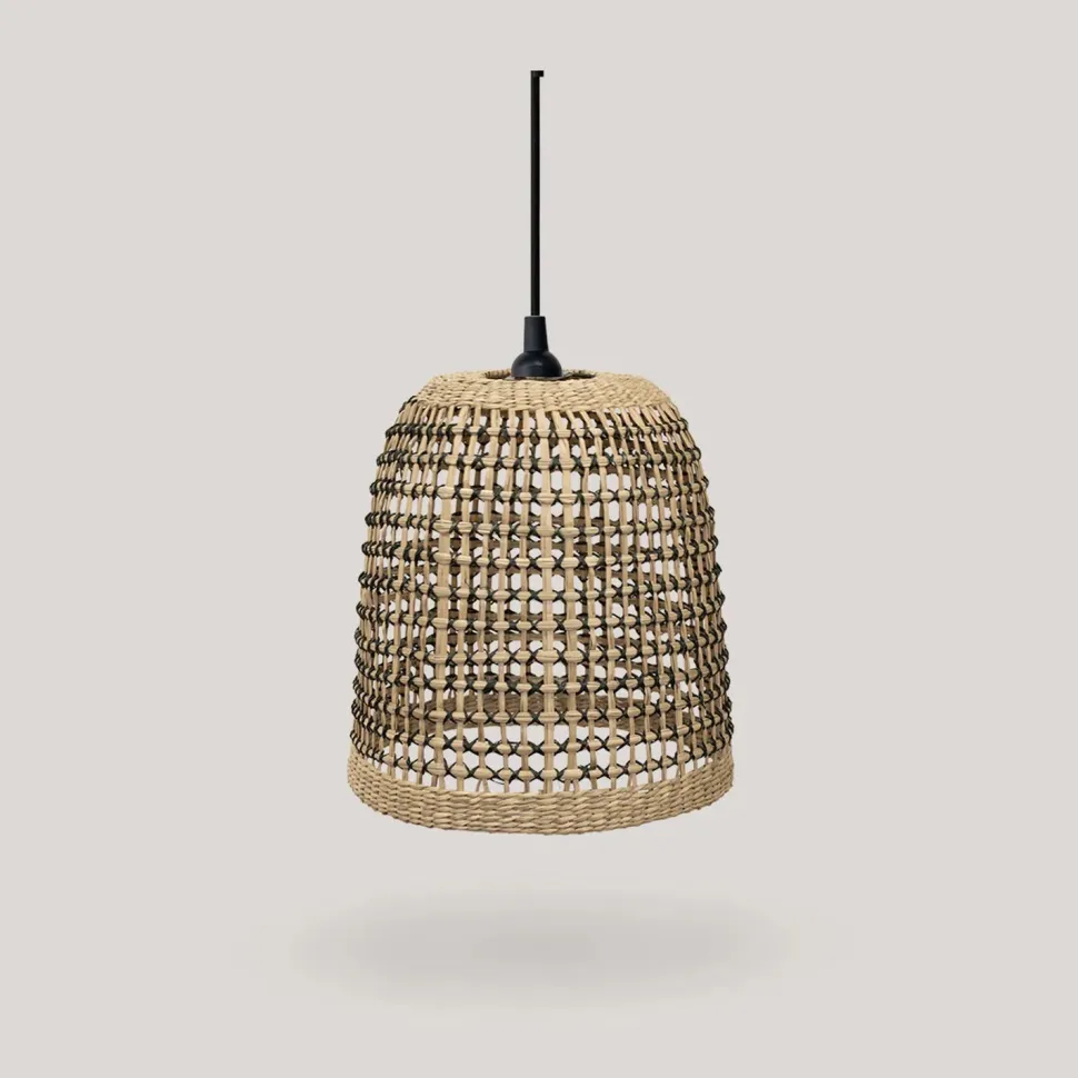 Hängeleuchte außen Seegras E27 IP44 Ø 33 cm Natur Boho