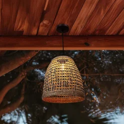 Hängeleuchte außen Seegras E27 IP44 Ø 33 cm Natur Boho