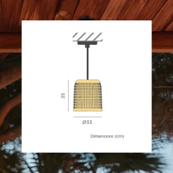 Hängeleuchte außen Seegras E27 IP44 Ø 33 cm Natur Boho