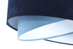 Hängeleuchte Blau E27 rund D: 50 cm Velours Optik Stoff