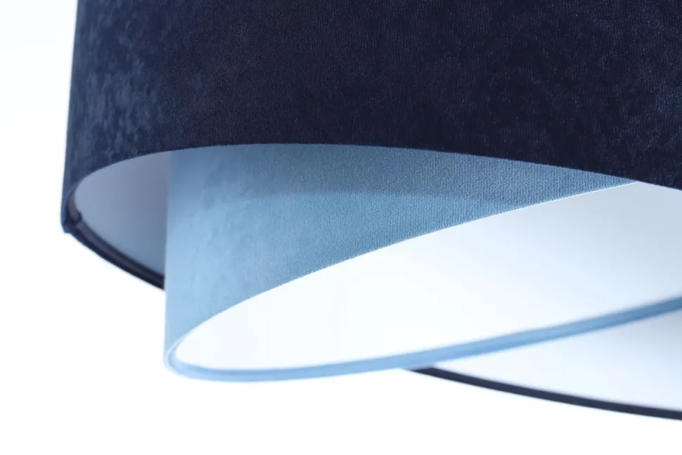 Hängeleuchte Blau E27 rund D: 50 cm Velours Optik Stoff