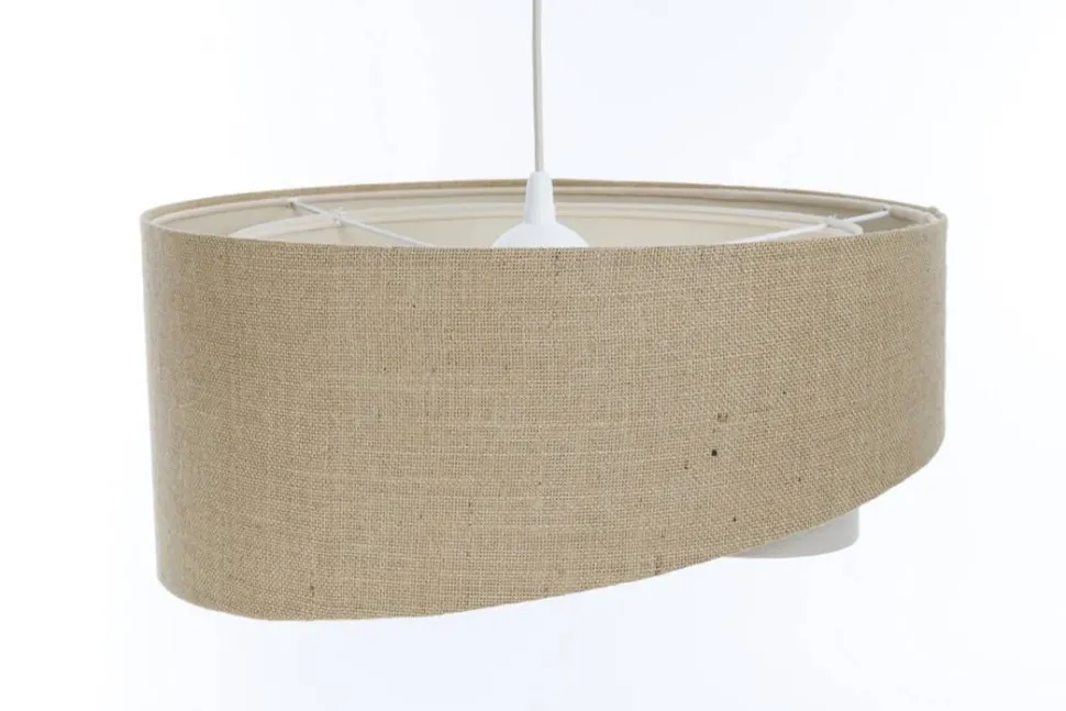 Hängeleuchte Boho rund D: 45 cm Natur Creme Stoff E27