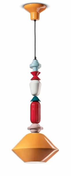 Hängeleuchte Bunt Keramik Ø 31 cm Handarbeit E27 Retro