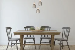 Hängeleuchte Champagner Metall Holz 3-flmg E27 Ø36 cm