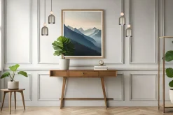 Hängeleuchte Champagner Metall Holz 2-flmg E27 Ø21 cm