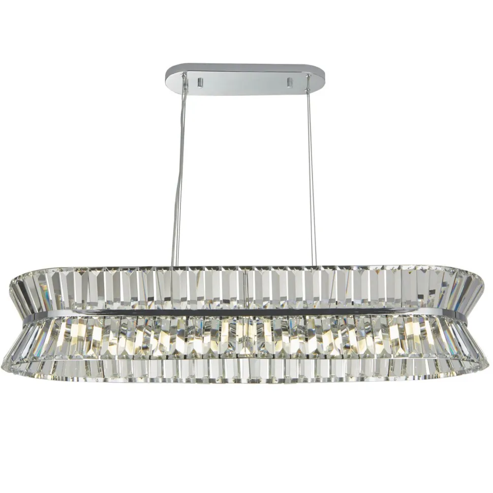 Hängeleuchte Chrom Klar Kristall 10x G9 B: 100 cm