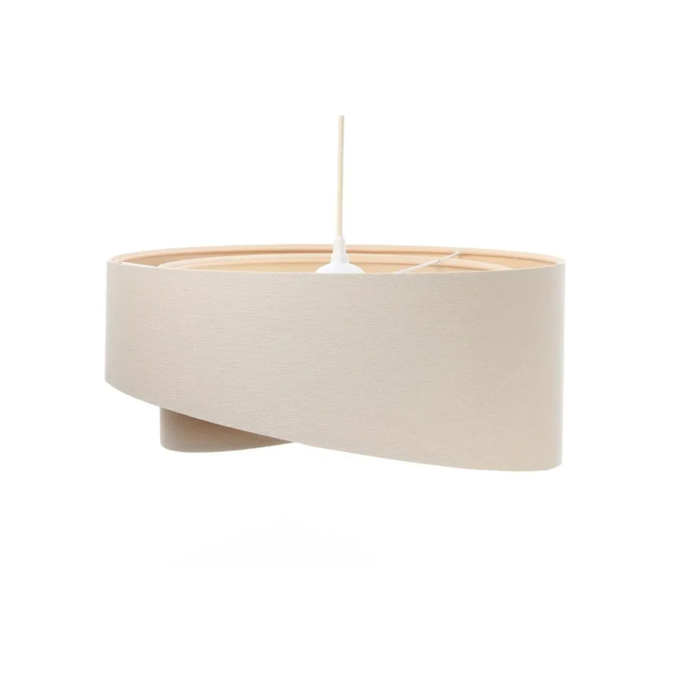 Hängeleuchte Creme Beige Leinen E27 rund Ø 50 cm