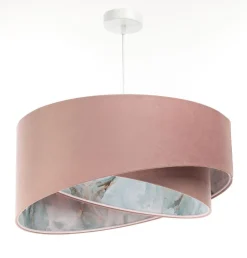 Hängeleuchte D: 50 cm E27 Rosa Hellblau Stoff Velours Optik