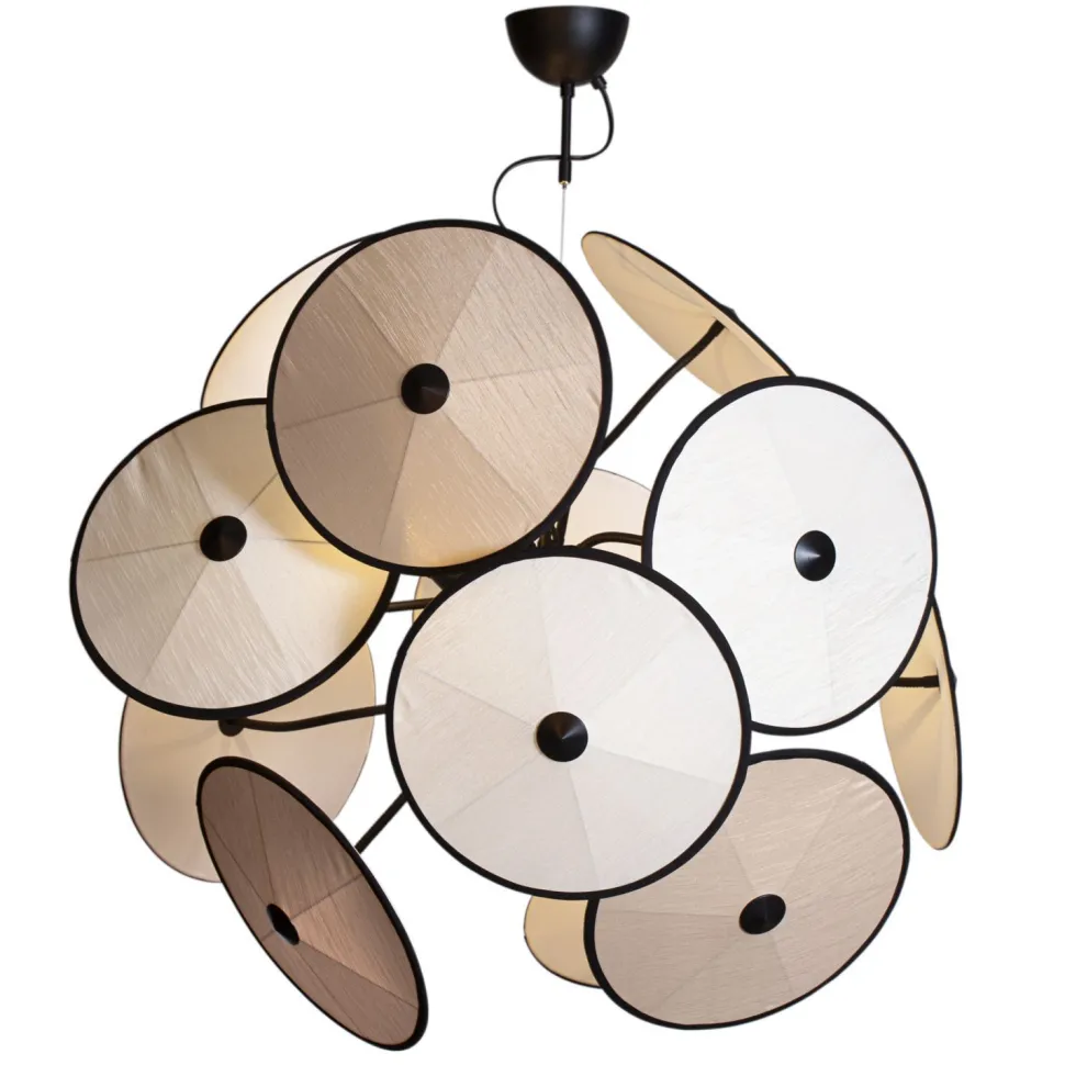 Hängeleuchte dekorativ Metall Stoff D: 83,5 cm 4x E14