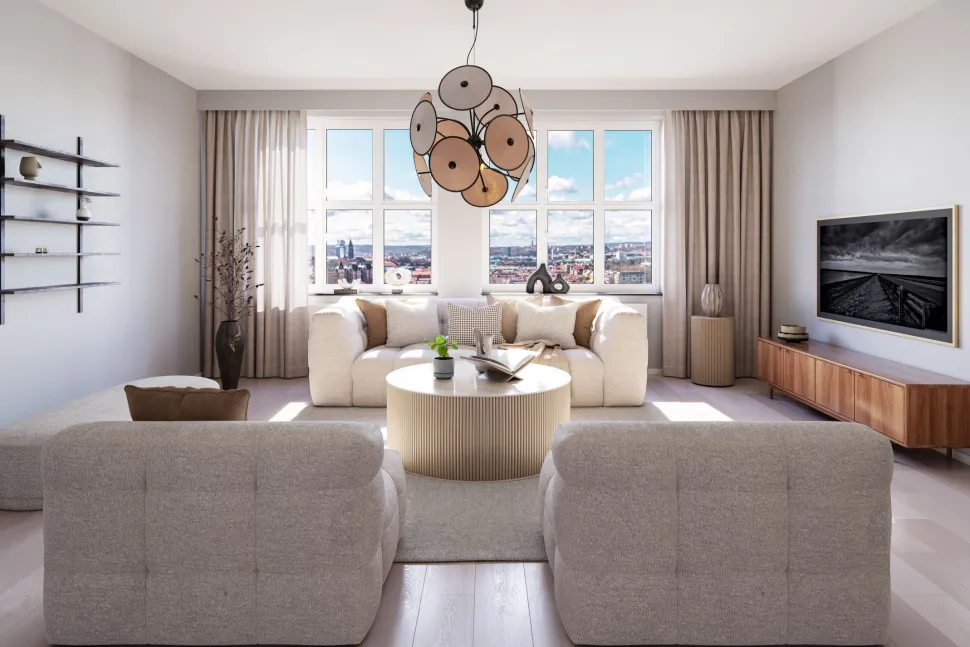 Hängeleuchte dekorativ Metall Stoff D: 83,5 cm 4x E14