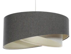 Hängeleuchte E27 rund Ø 60 cm Grau Creme Stoff Modern