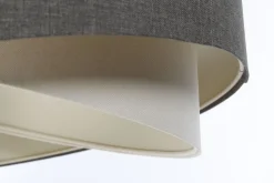 Hängeleuchte E27 rund Ø 60 cm Grau Creme Stoff Modern