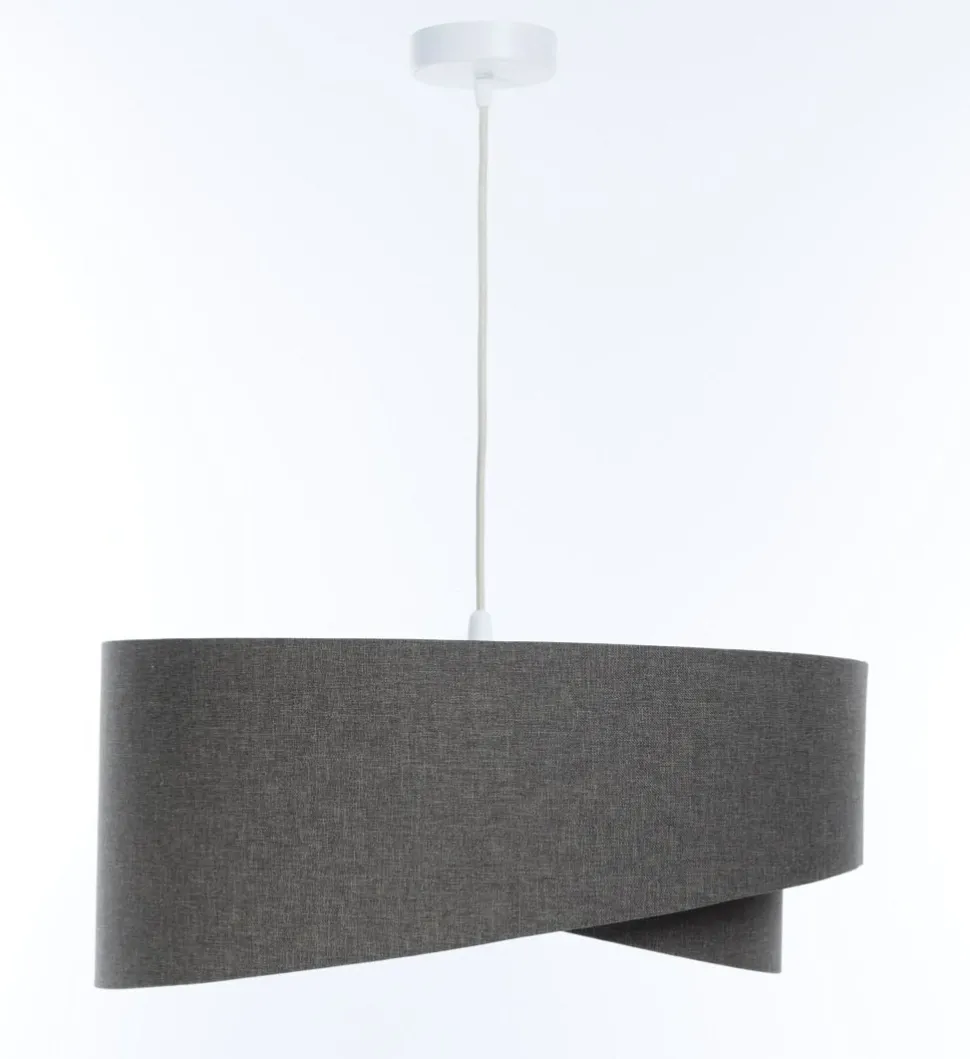 Hängeleuchte E27 rund Ø 40 cm Grau Stoff Modern INGRAM