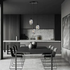 Hängeleuchte E14 Schwarz Graphit 3-flammig Wohnzimmer